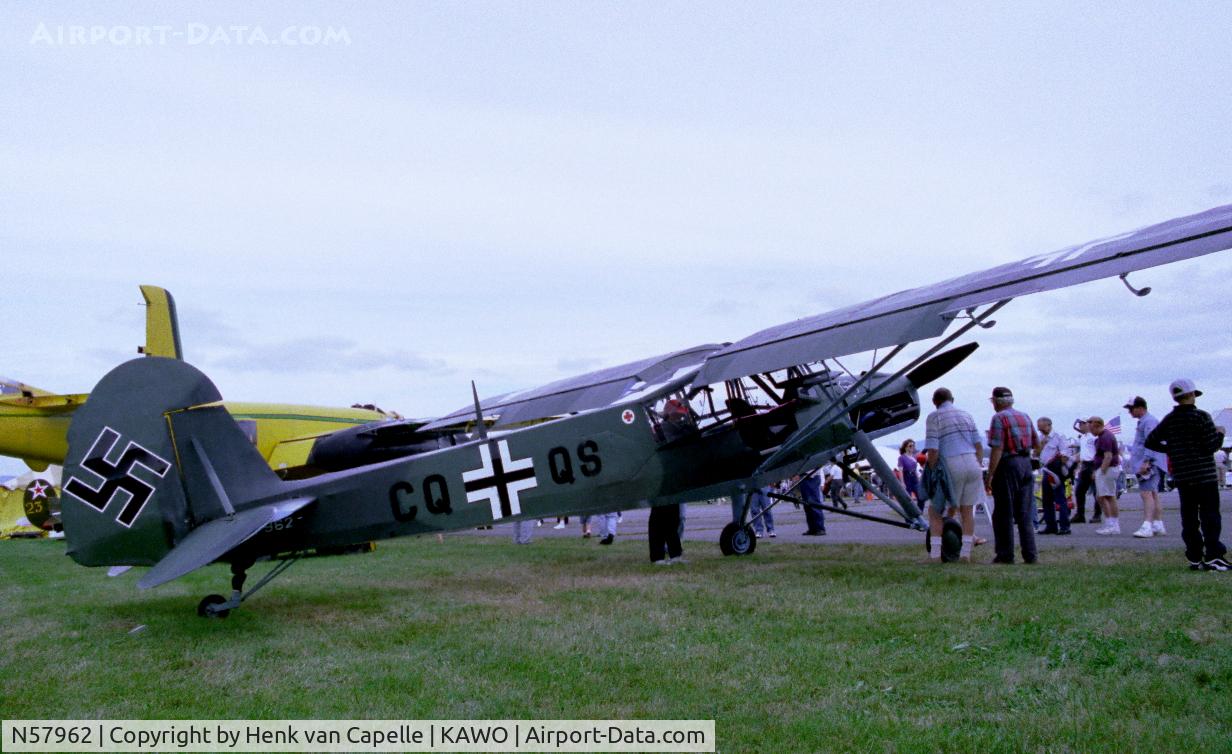 N57962, 1945 Morane-Saulnier MS-502 Criquet C/N 381, Morane-Saulnier MS 500 (license built Fieseler Fi 156D Storch) in Luftwaffe colours at Arlington airfield, WA, summer 1997.