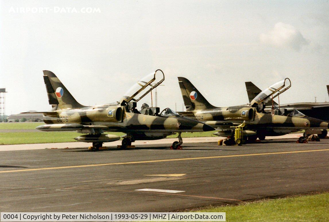 0004, 1992 Aero L-39MS Albatros C/N 040004, L-39MS of the Czech Air Force's 1 Training Regiment on display at the 1993 Mildenhall Air Fete.