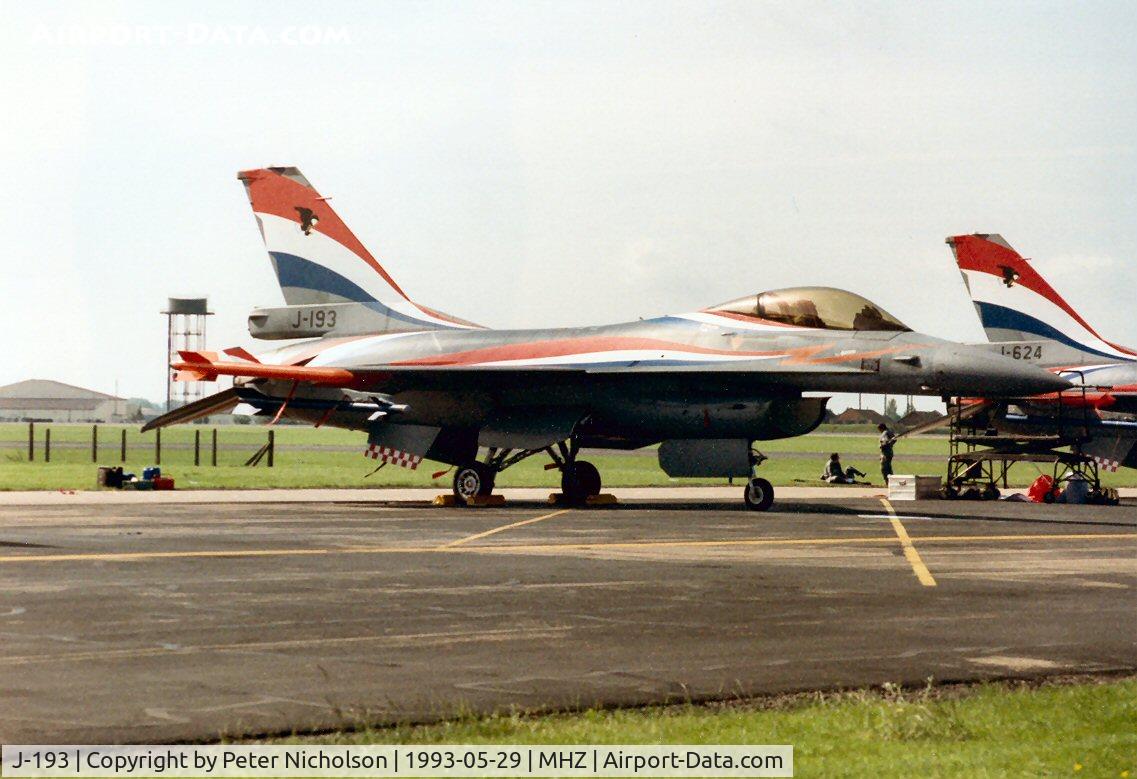 J-193, Fokker F-16AM Fighting Falcon C/N 6D-100, F-16A Falcon of 311 Squadron Royal Netherlands Air Force on the flight-line at the 1993 Mildenhall Air Fete.