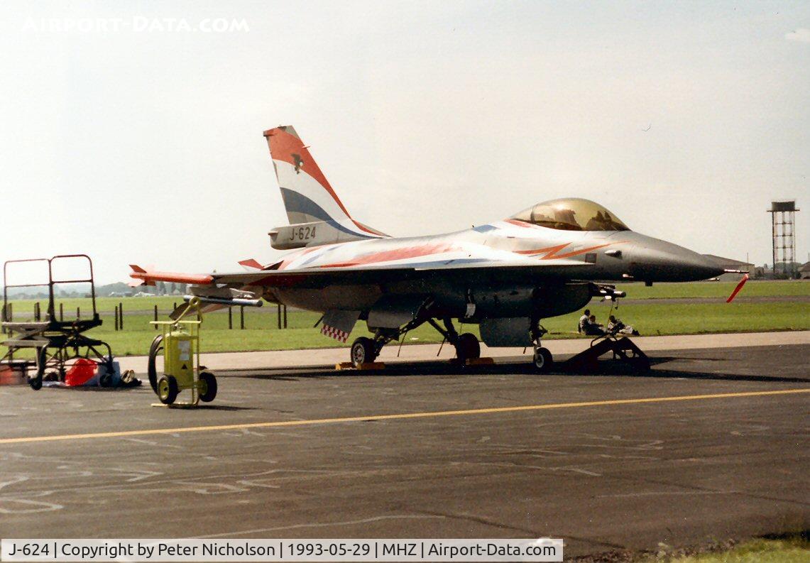 J-624, Fokker F-16A Fighting Falcon C/N 6D-56, F-16A Falcon of 311 Squadron Royal Netherlands Air Force on the flight-line at the 1993 Mildenhall Air Fete.