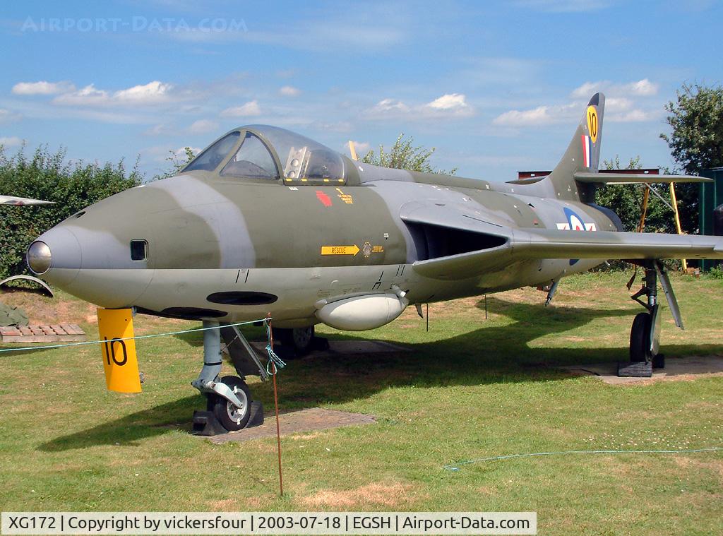 XG172, Hawker Hunter F.6A C/N 41H/680009, City of Norwich Aviation Museum. Preserved as a Hunter FR10 of 79 Squadron/229 OCU, with serial 'XG168' and code '10'.