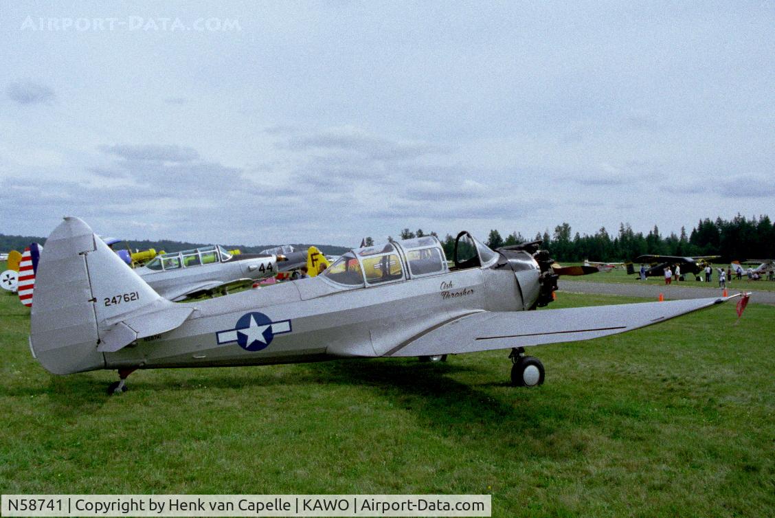 N58741, 1943 Fairchild (Aeronca) PT-23A Cornell C/N 2703AE, Fairchild M62C at Arlington airfield, WA, summer 1997.