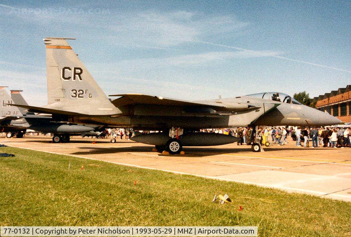 77-0132, 1977 McDonnell Douglas F-15A Eagle C/N 0420/A344, F-15A Eagle from Soesterberg AB on display at the 1993 Mildenhall Air Fete.