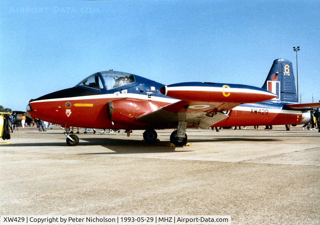 XW429, 1972 BAC 84 Jet Provost T.5B C/N EEP/JP/1051, Jet Provost T.5B of 6 Flying Training School at RAF Finningley on display at the 1993 Mildenhall Air Fete.