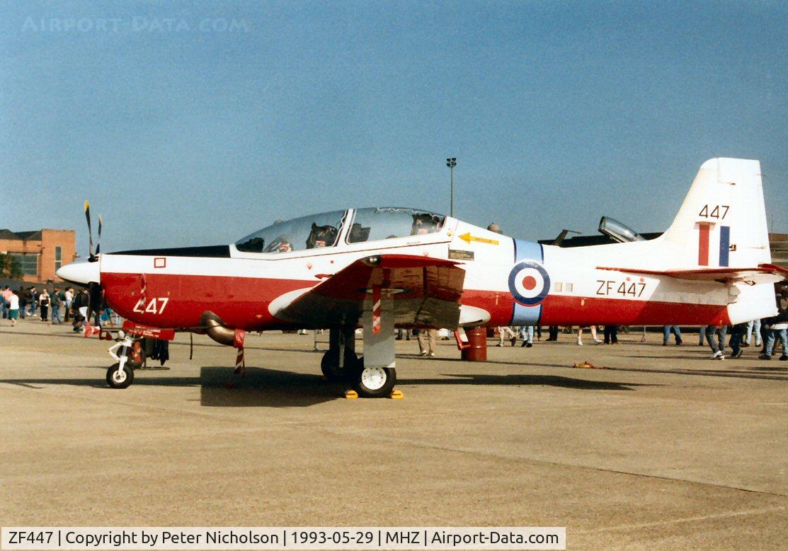 ZF447, 1992 Short S-312 Tucano T1 C/N S140/T111, Tucano T.1 of 3 Flying Training School on display at the 1993 Mildenhall Air Fete.