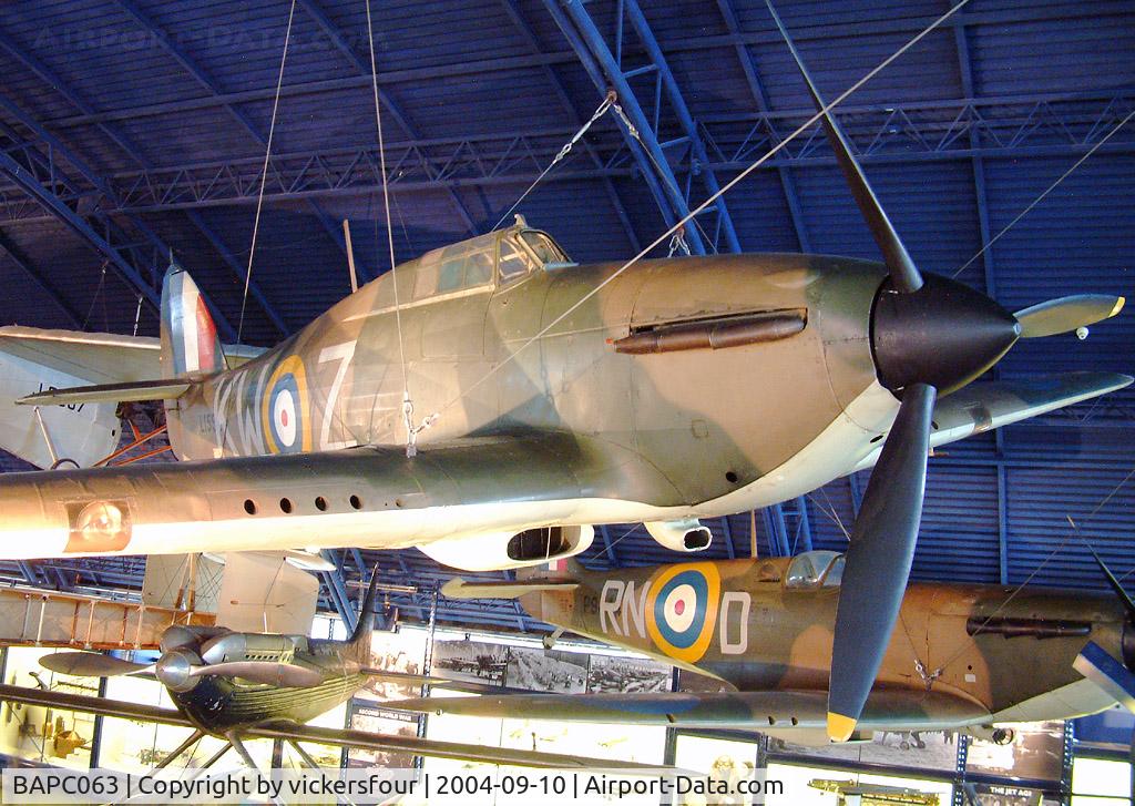 BAPC063, Hawker Hurricane Replica C/N BAPC.063, Science Museum - London. Authentic 615 Squadron markings, coded 'KW-Z'.