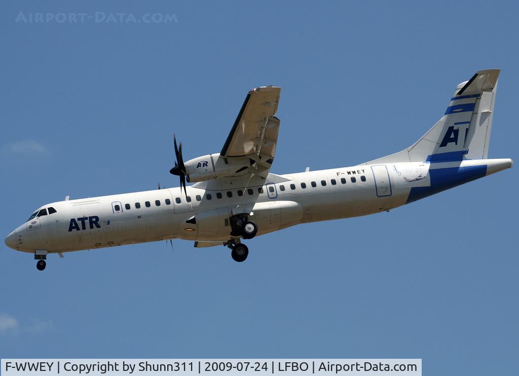 F-WWEY, 1988 ATR 72-201 C/N 098, Landing rwy 32L during the first flight of the new ATR72-600...
