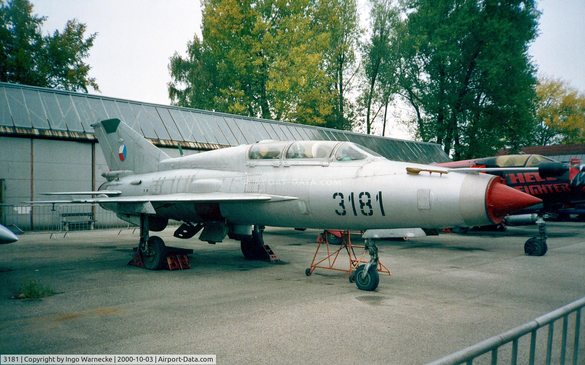 3181, Mikoyan-Gurevich MiG-21UM C/N 51693181, Mikoyan i Gurevich MiG-21UM Mongol-B at the Letecke Muzeum, Prague-Kbely