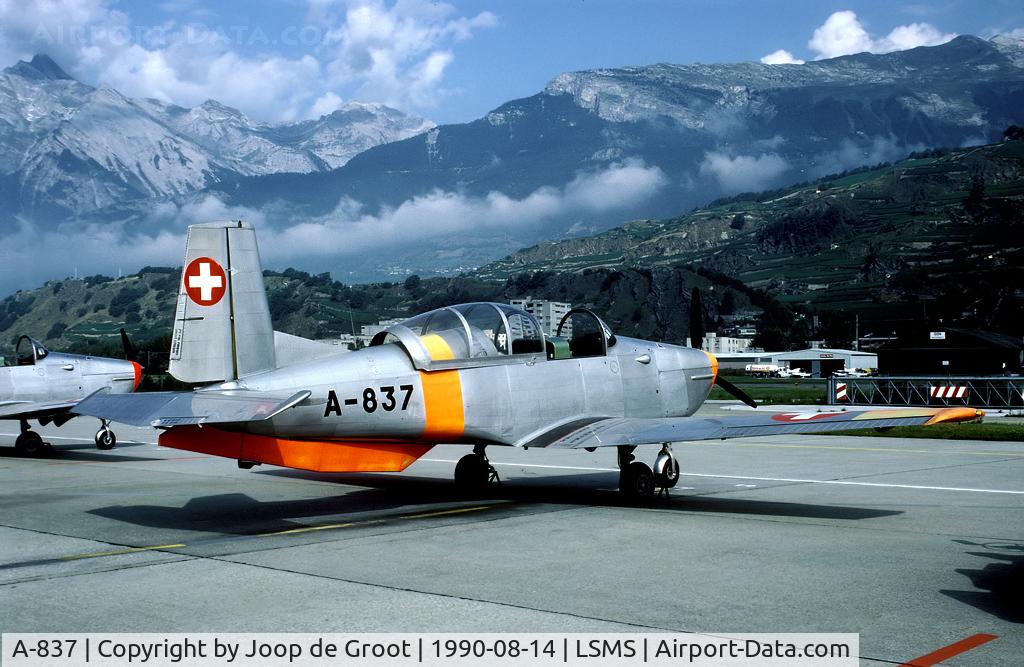 A-837, 1958 Pilatus P3-05 C/N 475-24, A couple of P-3s on the Sion flightline waiting for the next training missions te be flown.
