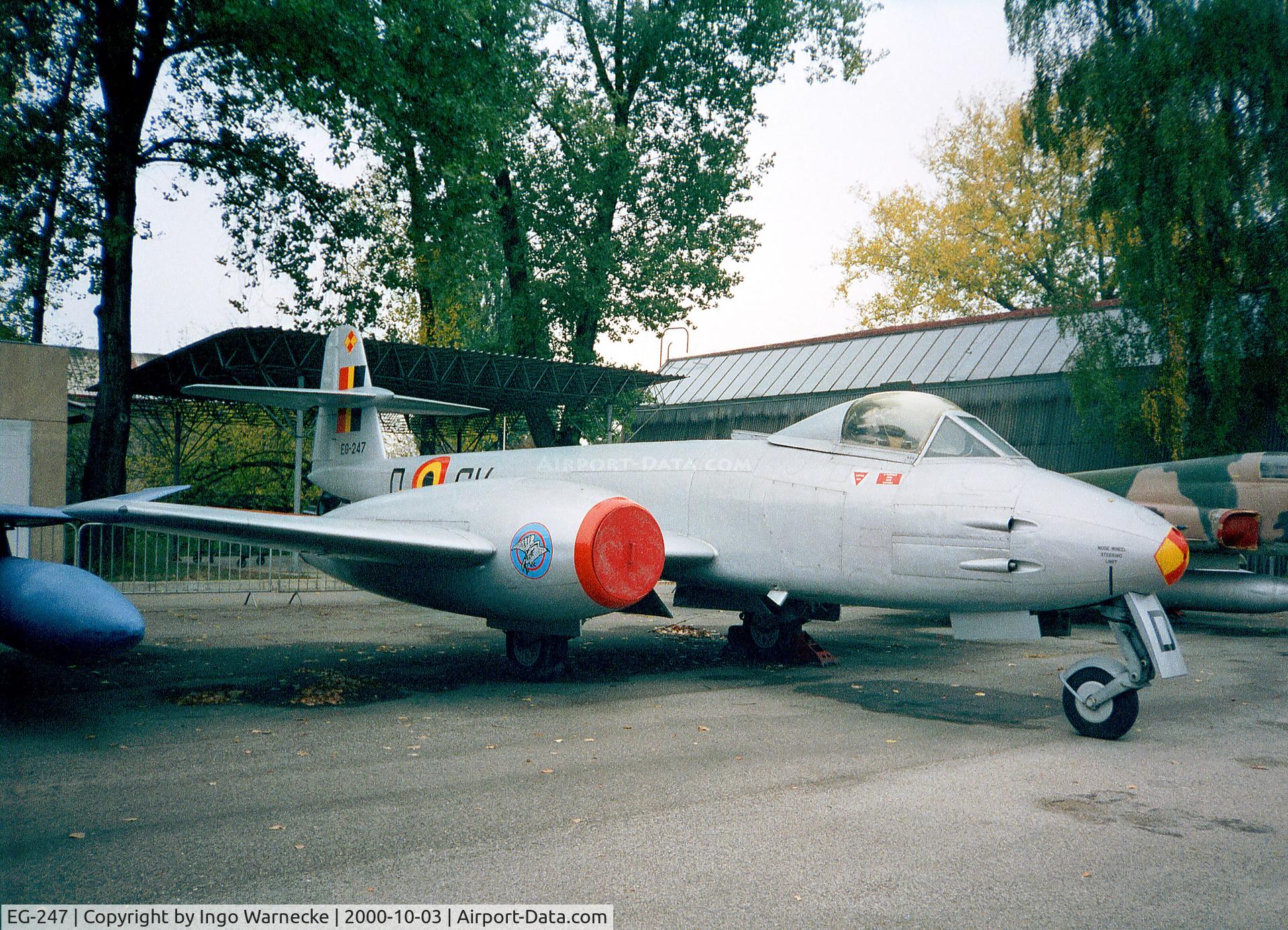 EG-247, 1953 Gloster Meteor F.8 C/N 6522, Gloster Meteor F8 of the Force Aerienne Belge at the Letecke Muzeum, Prague-Kbely