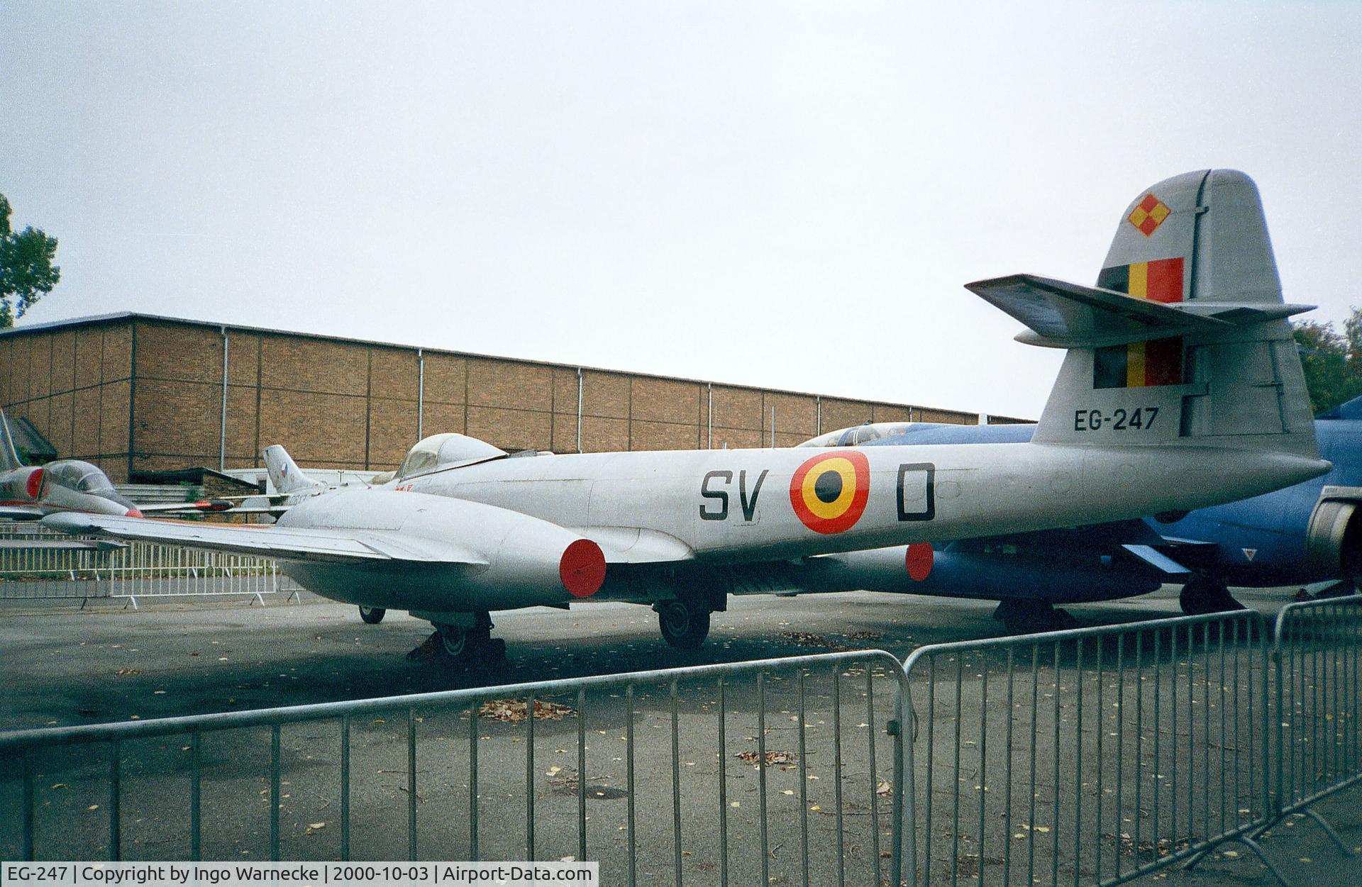 EG-247, 1953 Gloster Meteor F.8 C/N 6522, Gloster Meteor F8 of the Force Aerienne Belge at the Letecke Muzeum, Prague-Kbely