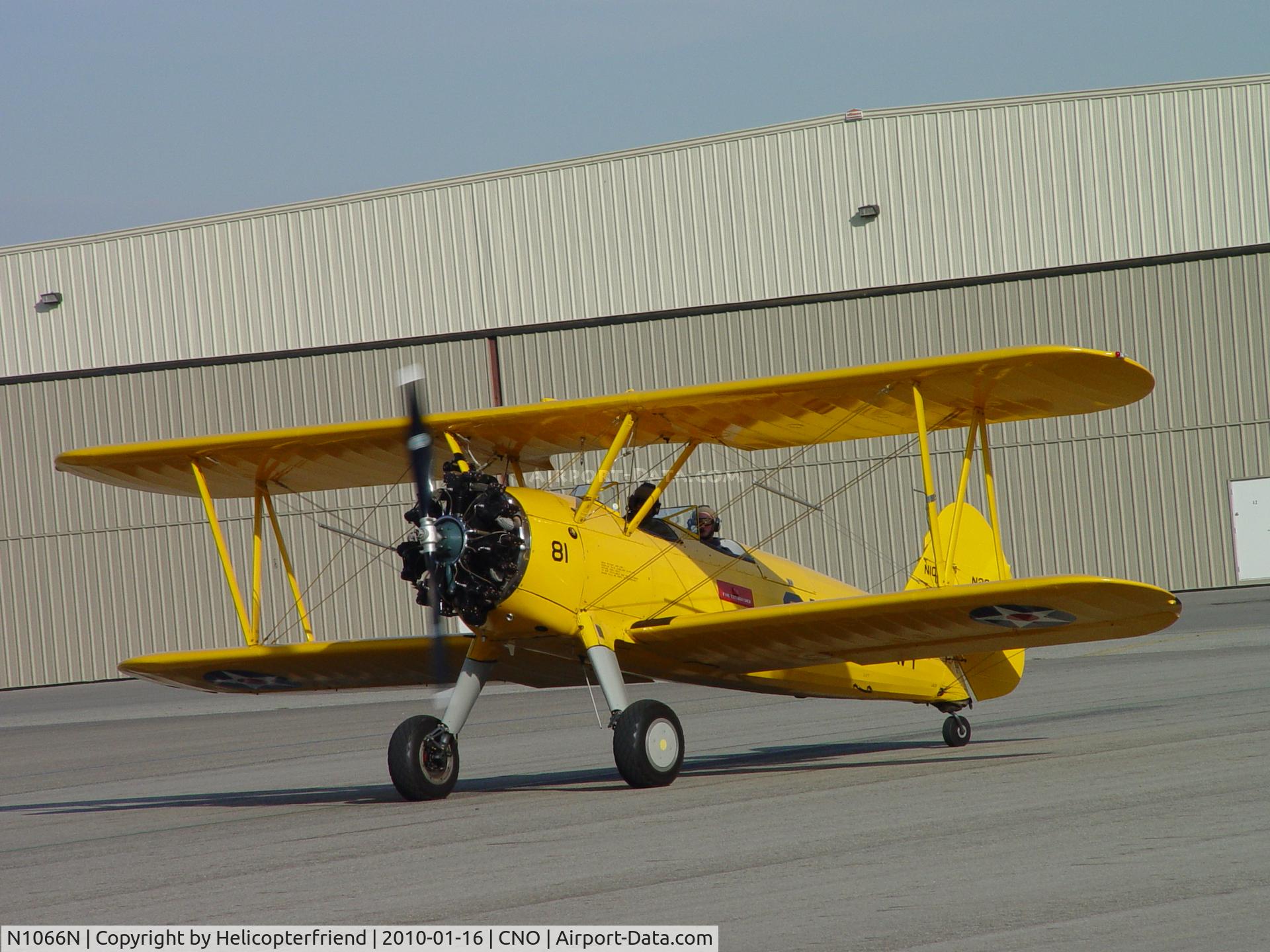 N1066N, 1942 Boeing A75N1 (PT-17) C/N 75-5293, Taxiing back to hangar