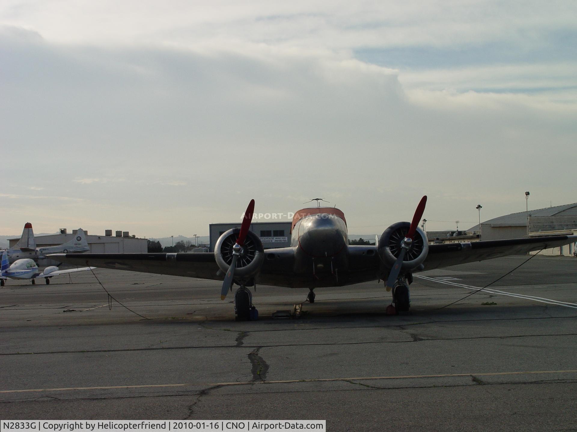 N2833G, 1951 Beech C-45H Expeditor C/N AF-159, Blind folded and parked