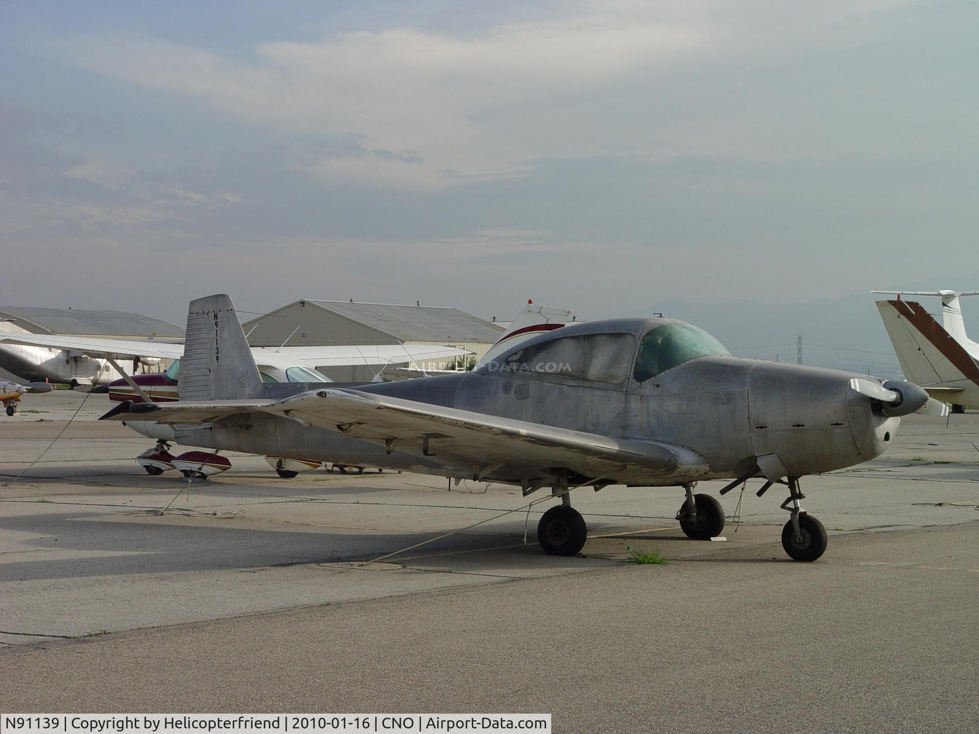 N91139, 1946 North American Navion (NA-145) C/N NAV-4-32, Tied down, parked and shielded