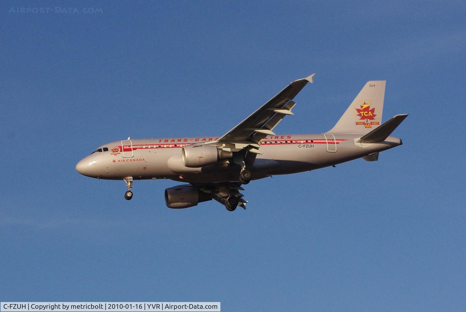 C-FZUH, 1997 Airbus A319-114 C/N 711, arrival at YVR