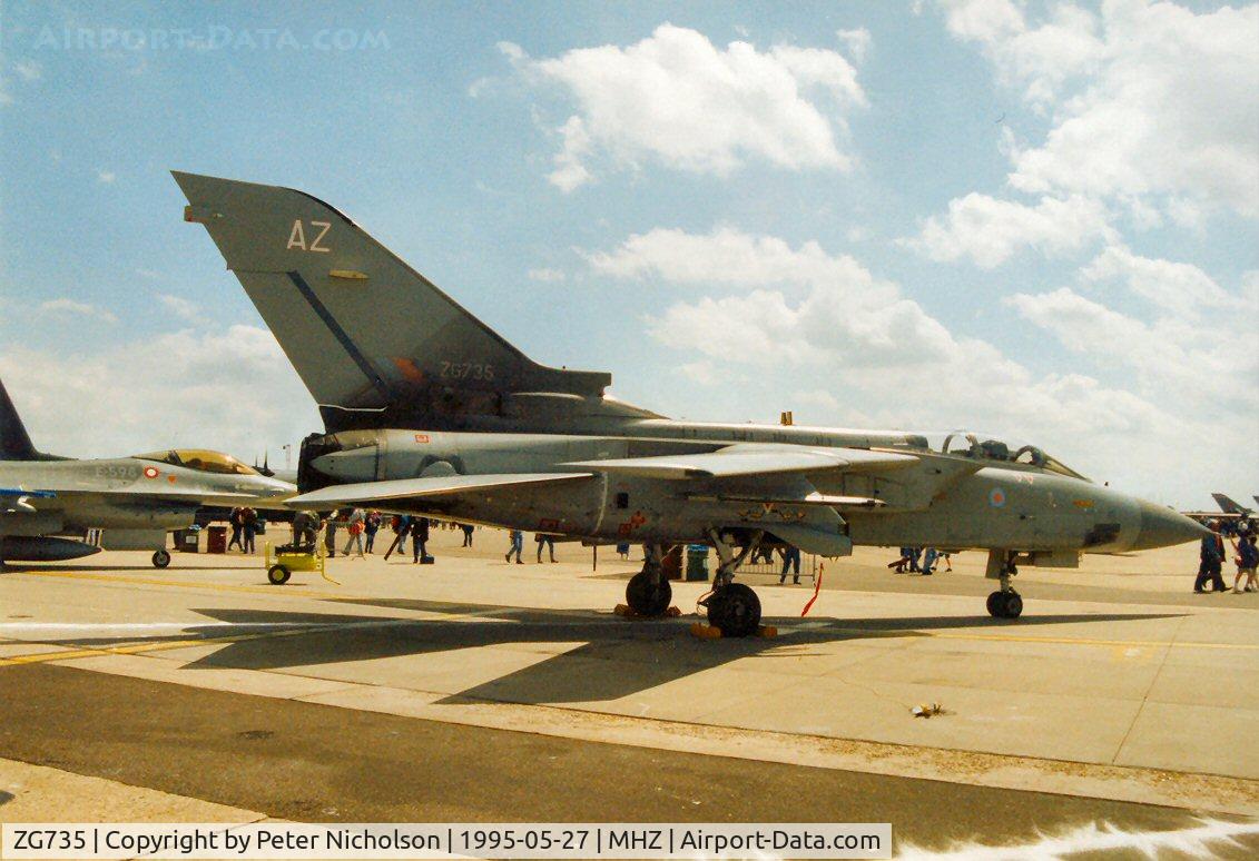 ZG735, 1991 Panavia Tornado F.3 C/N 859/AS130/3418, Tornado F.3 of 56[R] Squadron at RAF Coningsby on display at the 1995 Mildenhall Air Fete - this aircraft was later loaned to the Italian Air Force in June 1997 for seven years.
