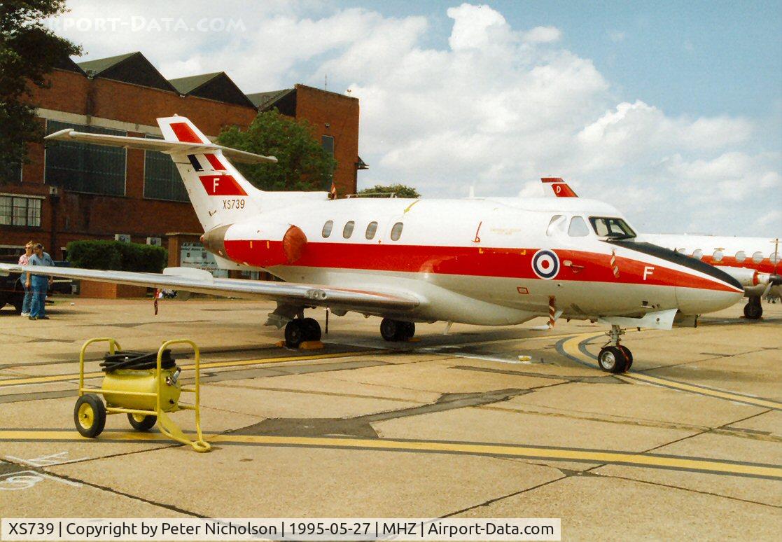 XS739, 1966 Hawker Siddeley HS.125 Dominie T.1 C/N 25081, Domine T.1 of 6 Flying Training School at RAF Finningley in the static park at the 1995 Mildenhall Air Fete.