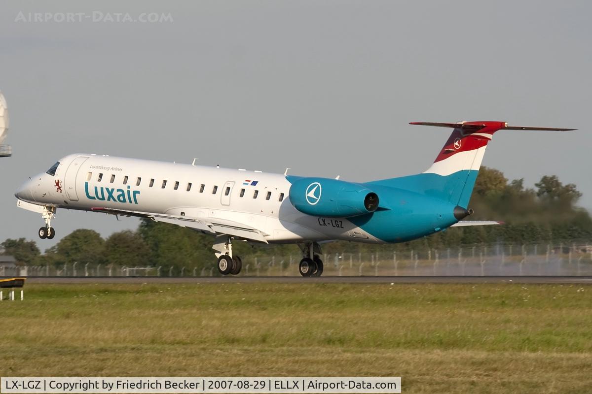 LX-LGZ, 2000 Embraer EMB-145LU (ERJ-145LU) C/N 145258, touchdown at ELLX/Findel