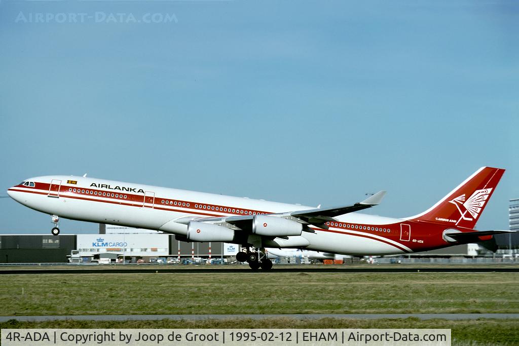 4R-ADA, 1994 Airbus A340-311 C/N 032, take off from Schiphol