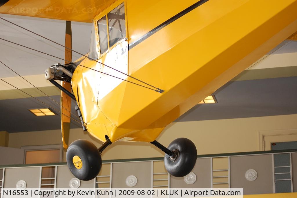 N16553, 1956 Aeronca C-3 C/N A-695, Suspended from the ceiling inside the terminal building