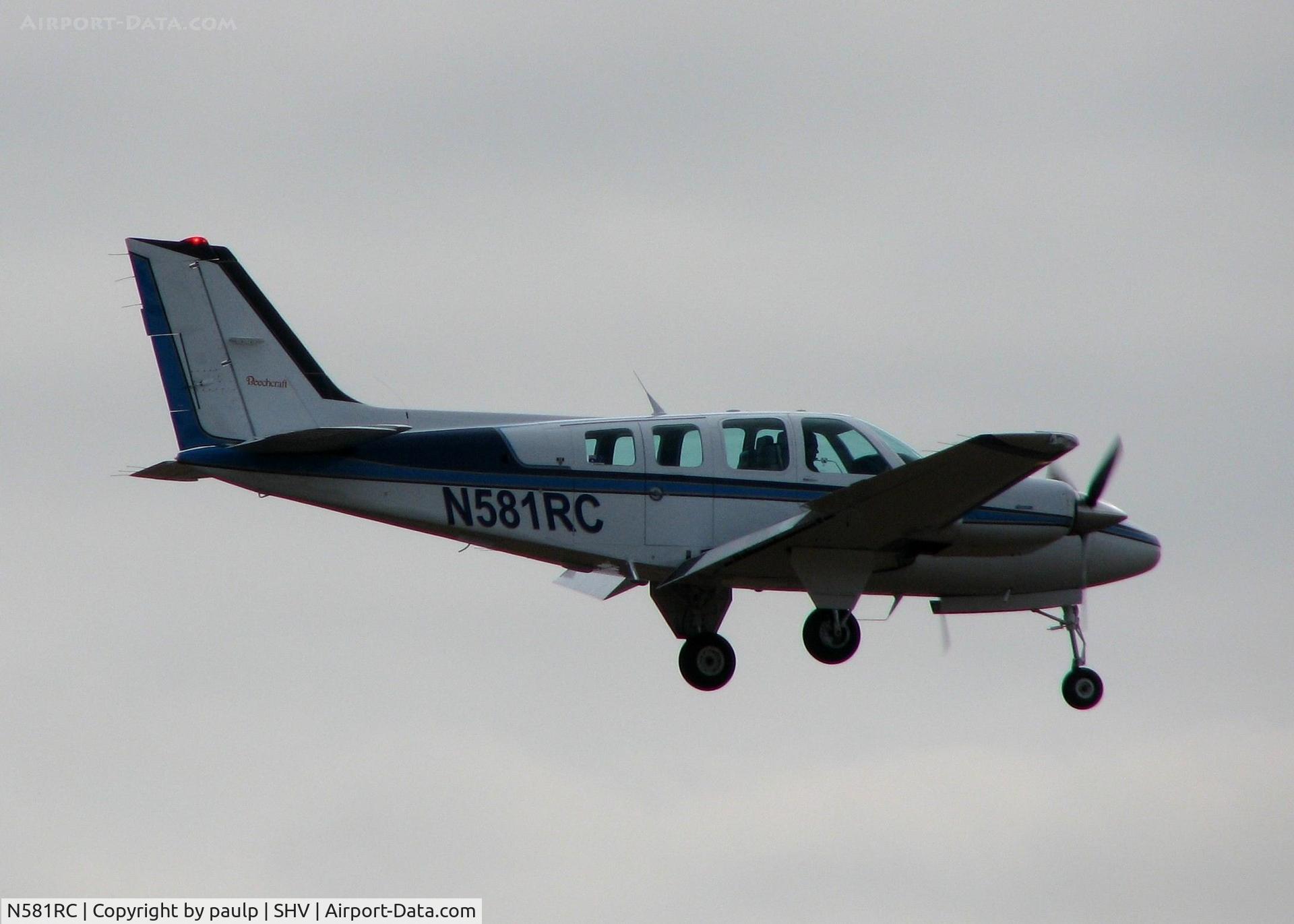 N581RC, 1985 Beech 58 Baron C/N TH-1477, Landing at Shreveport Regional.