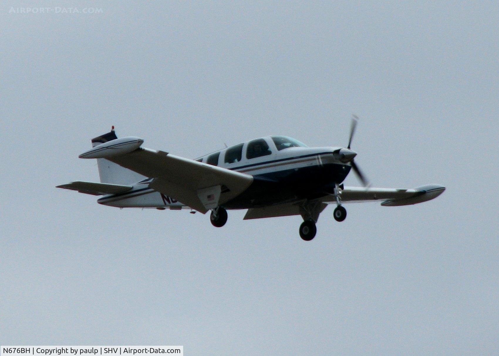 N676BH, 1983 Beech A36 Bonanza 36 C/N E-2121, Landing at Shreveport Regional.