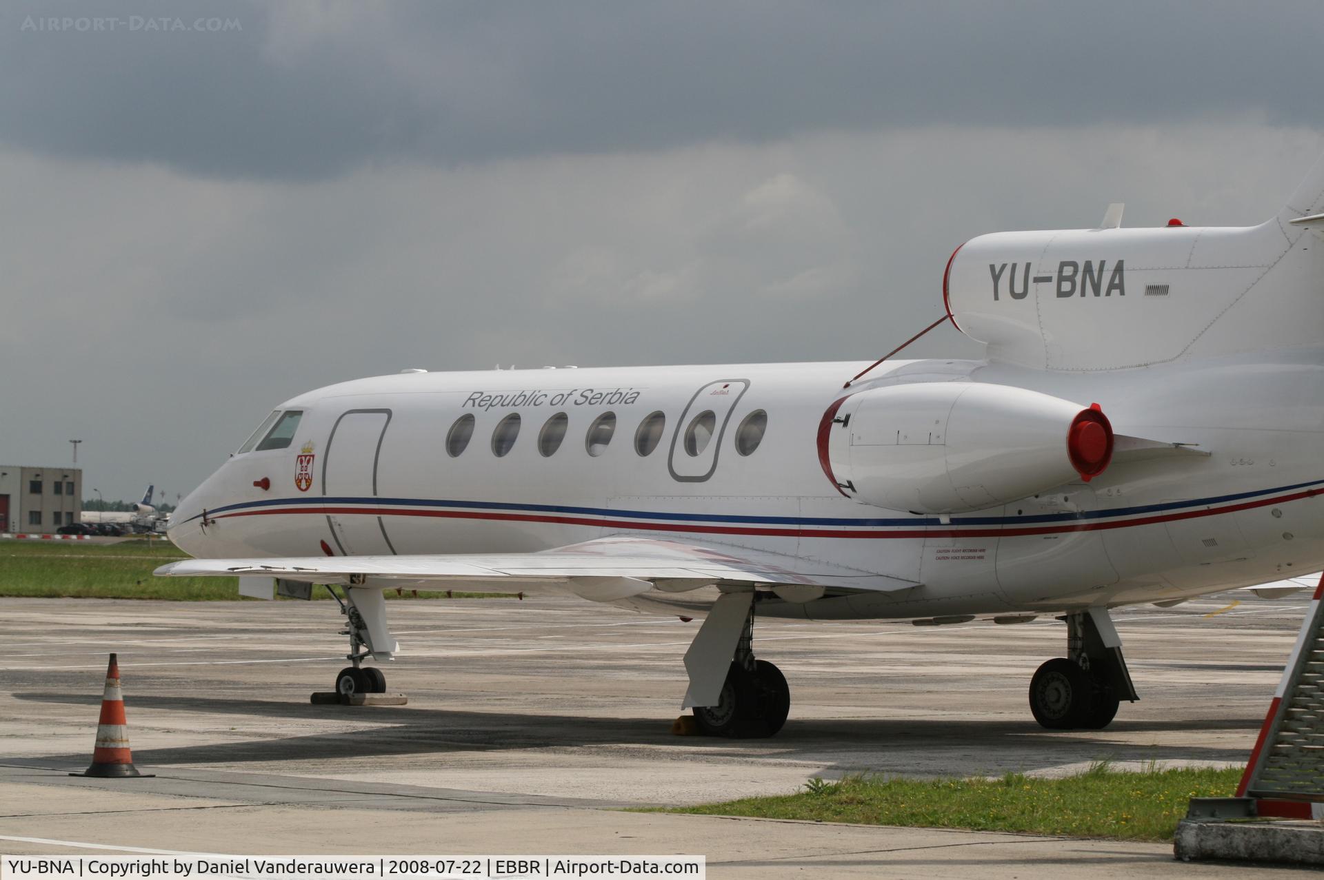 YU-BNA, 1981 Dassault Falcon 50 C/N 43, Parked on G.A. apron