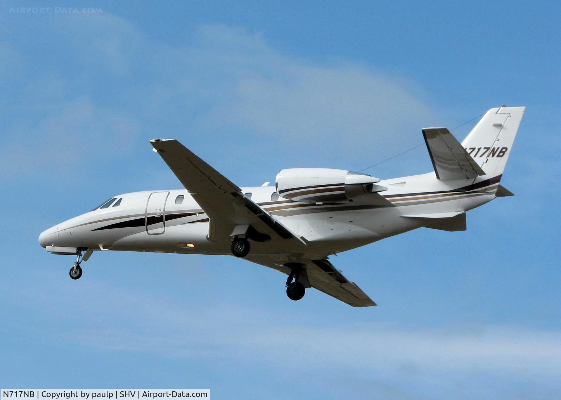 N717NB, 2007 Cessna 560XL Citation XLS C/N 560-5694, Landing on 23 at Shreveport Regional.