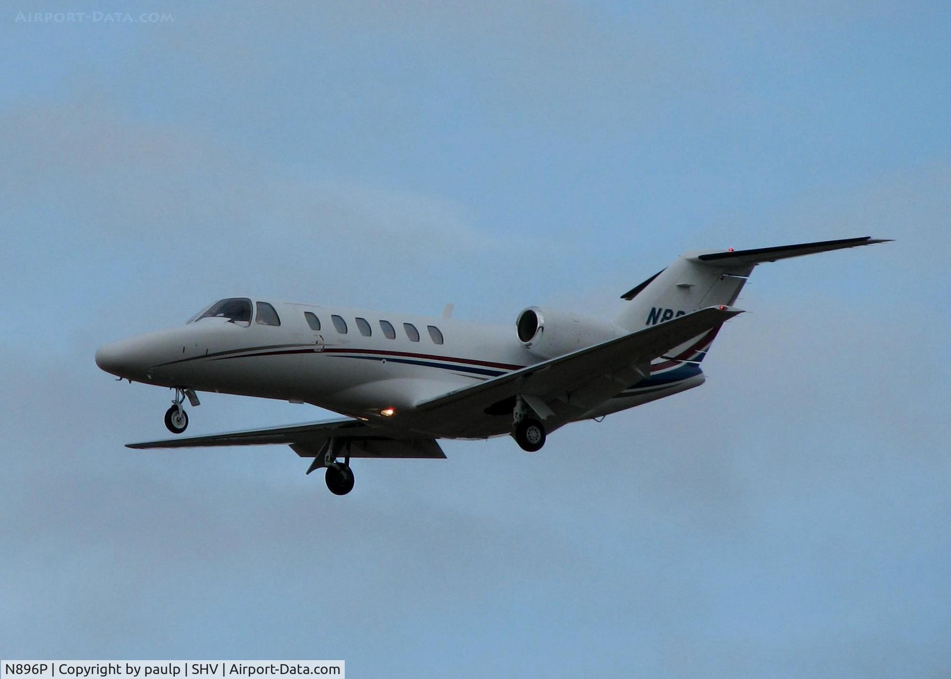 N896P, 2007 Cessna 525A CitationJet CJ2+ C/N 525A0379, Landing on 23 at Shreveport Regional.