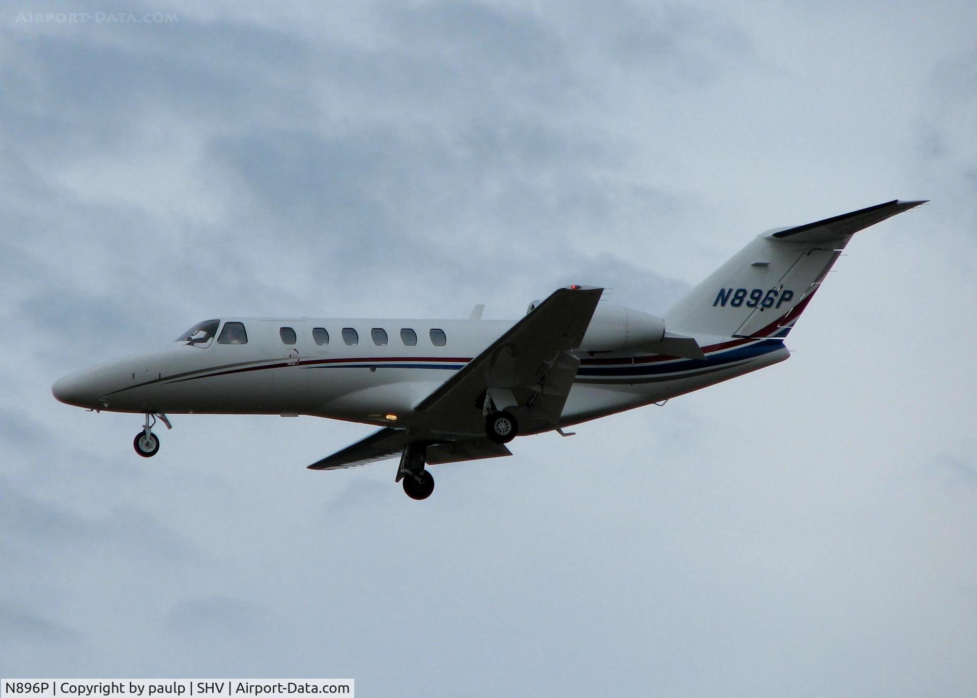 N896P, 2007 Cessna 525A CitationJet CJ2+ C/N 525A0379, Landing on 23 at Shreveport Regional.