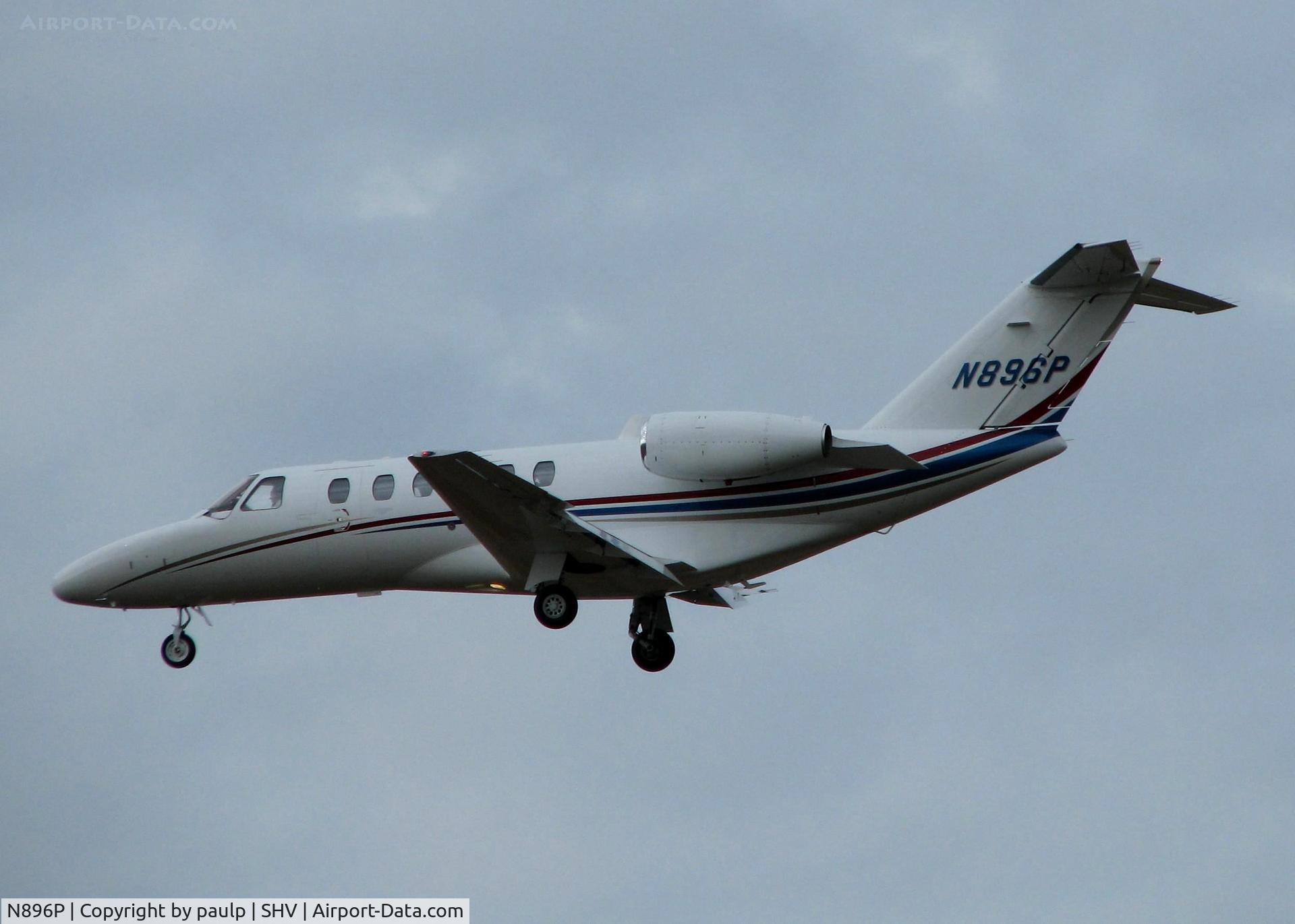 N896P, 2007 Cessna 525A CitationJet CJ2+ C/N 525A0379, Landing on 23 at Shreveport Regional.