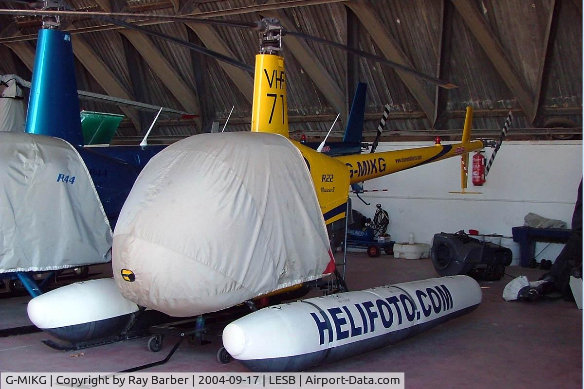 G-MIKG, 2002 Robinson R22 Mariner C/N 3332M, Robinson R-22M Mariner II [3332M] Palma - Son Bonet~EC 17/09/2004. Seen here at Palma Son Bonet Spain.