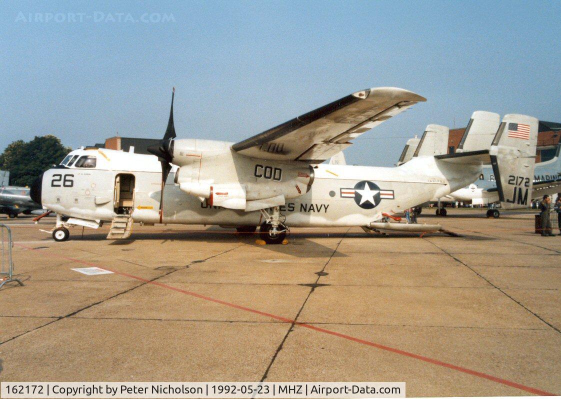 162172, Grumman C-2A Greyhound C/N 52, C-2A Greyhound of VR-24, the US 6th Fleet support squadron based at Sigonella, in the static display at the 1992 Mildenhall Air Fete.