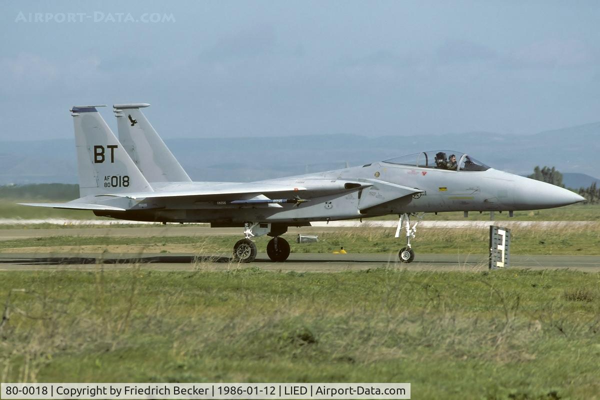 80-0018, 1980 McDonnell Douglas F-15C Eagle C/N 0658/C167, returning from a mission at the mediterranean ACMI range