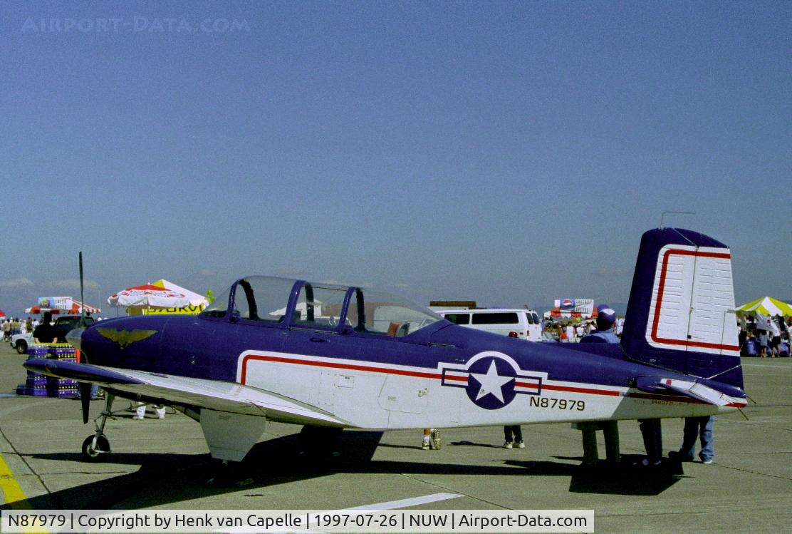 N87979, 1956 Beech D-45 Mentor C/N BG-205, A Beech D-45 (T-34B) at NAS Whidbey Island,Washington, USA. It probably belongs to the local flying club.