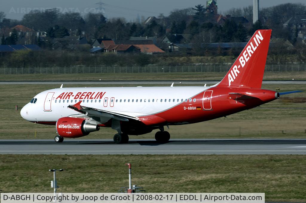 D-ABGH, 2007 Airbus A319-111 C/N 3245, departure Dusseldorf