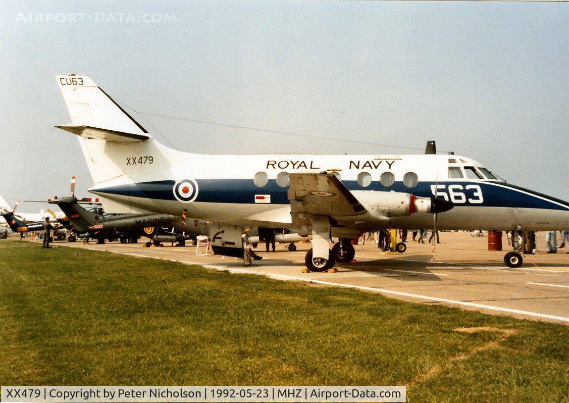 XX479, 1969 Scottish Aviation HP-137 Jetstream T.2 C/N 259, Jetstream T.2 of 750 Squadron at RNAS Culdrose on display at the 1992 Mildenhall Air Fete.