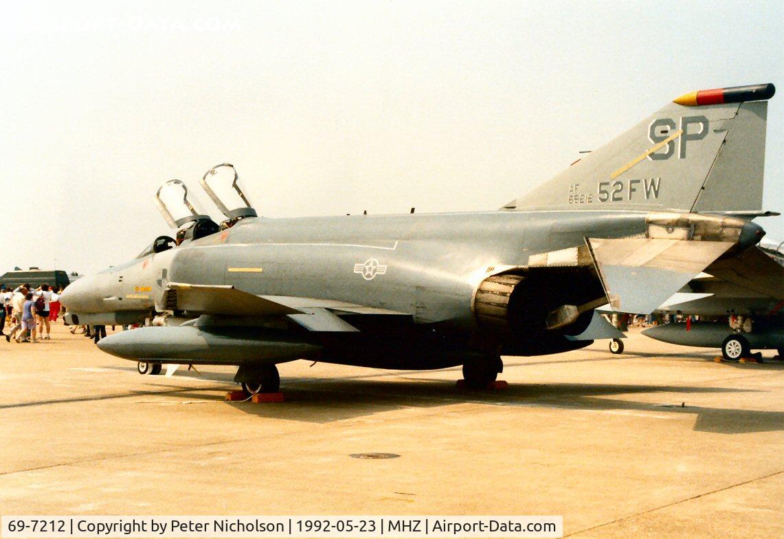 69-7212, 1969 McDonnell Douglas F-4G Phantom II C/N 3869, The Wing Commander's F-4G Phantom of 52nd Fighter Wing at Spangdahlem was on display at the 1992 Mildenhall Air Fete.