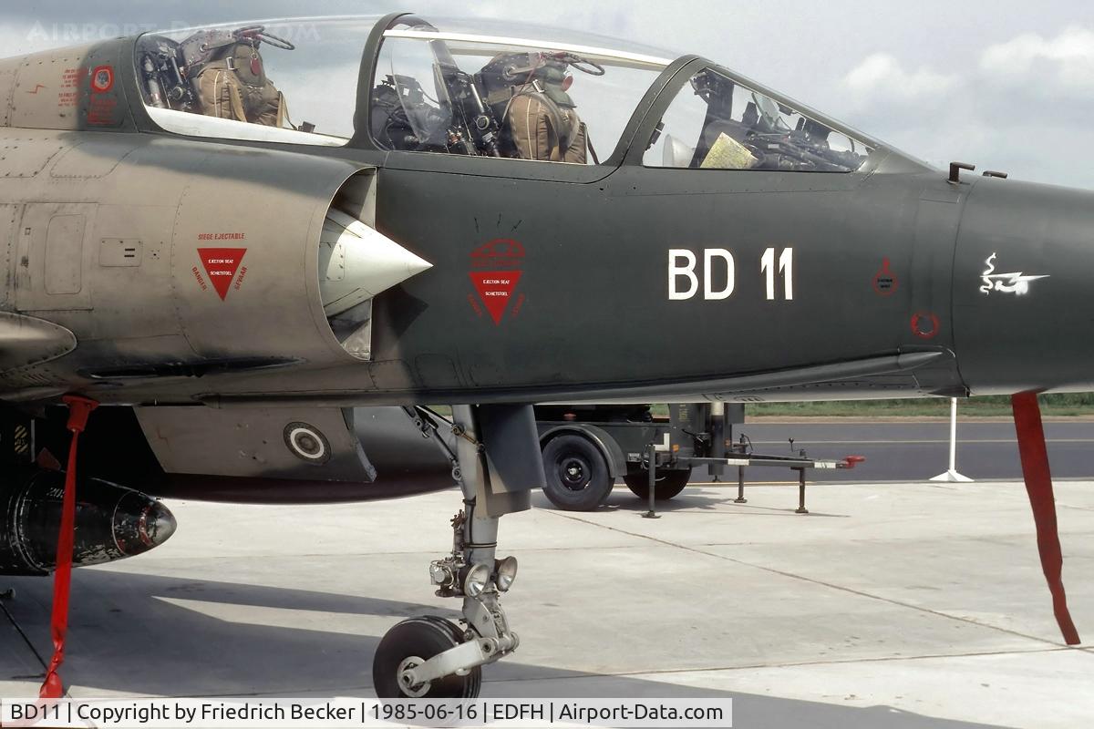 BD11, SABCA Mirage 5BD C/N 211, Mirage 5BD, static display at the 1985 open house at Hahn AB