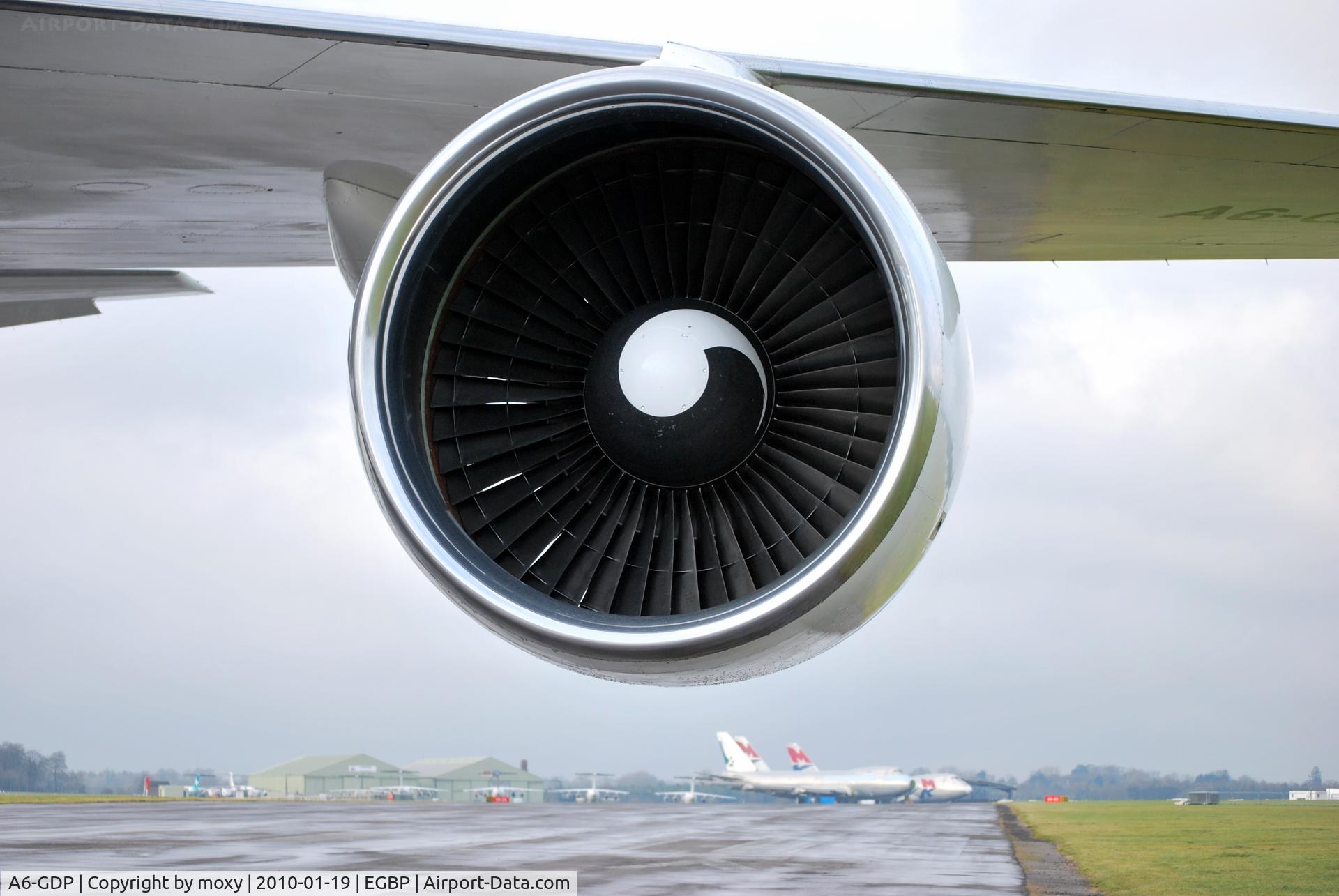 A6-GDP, 1975 Boeing 747-2B4B C/N 21098, JT9D-3A soon to be removed as aeroplane is recycled