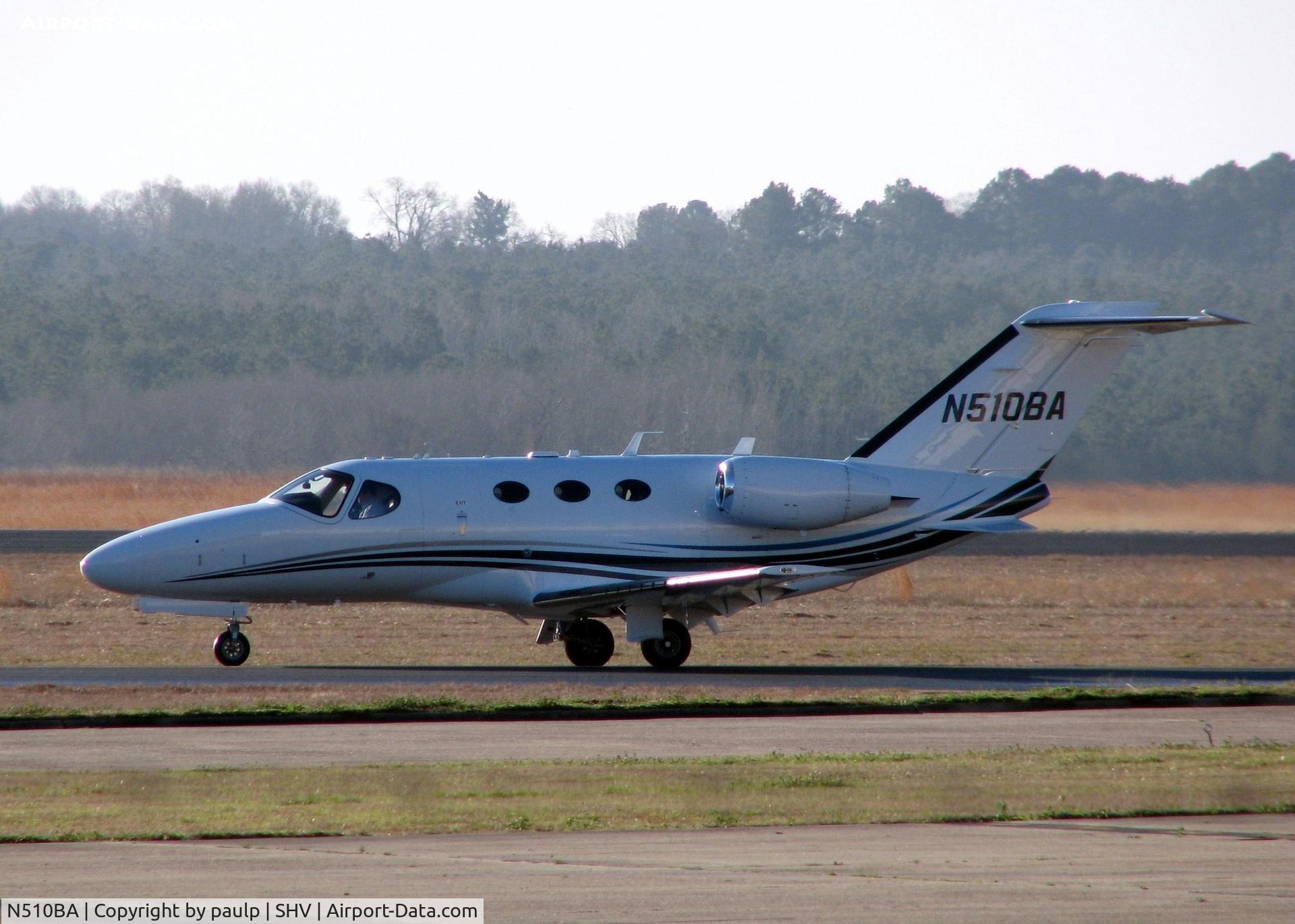 N510BA, Cessna 525 CitationJet CJ1 C/N 510-0143, Taxiing to the active at Shreveport Regional.