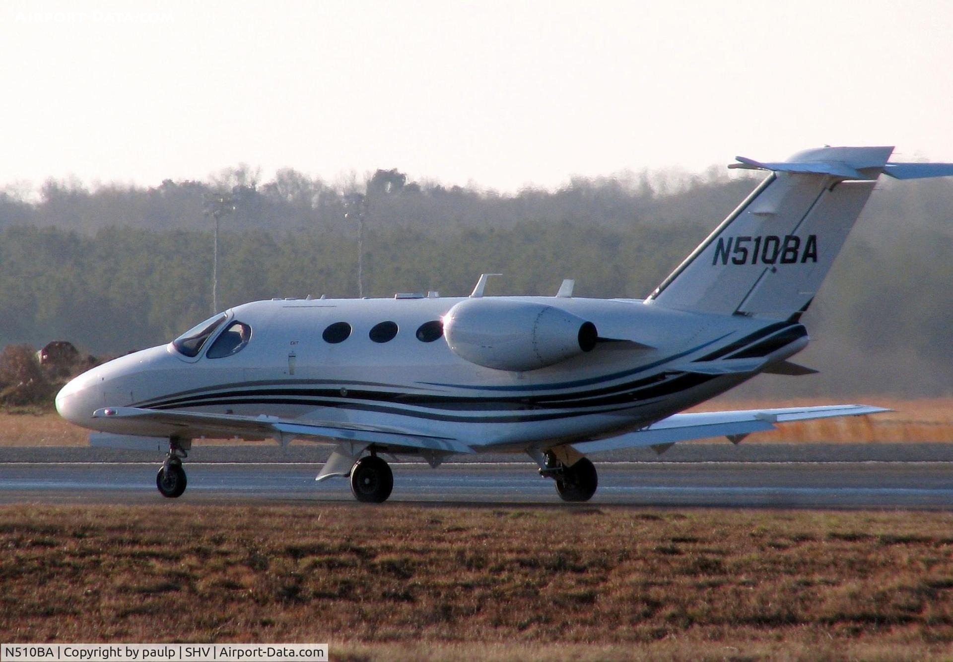 N510BA, Cessna 525 CitationJet CJ1 C/N 510-0143, Taxiing to the active at Shreveport Regional.