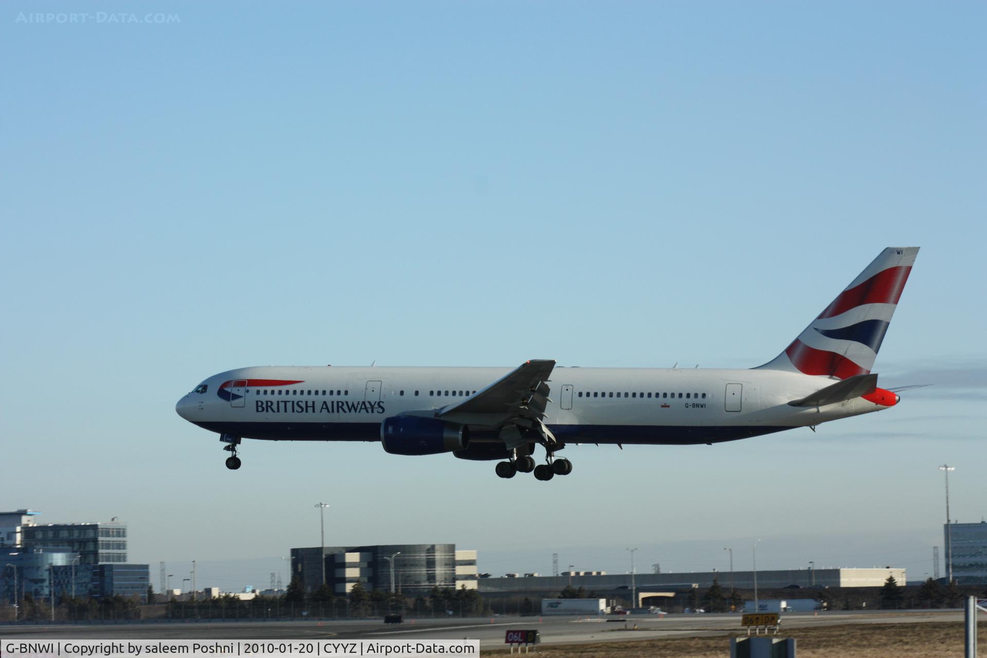 G-BNWI, 1990 Boeing 767-336 C/N 24341, (BA93) Speedbird landing runway 06L