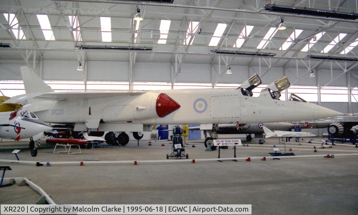 XR220, BAC TSR-2 C/N XO-2, BAC TSR-2 at the Aerospace Museum, RAF Cosford in 1995.