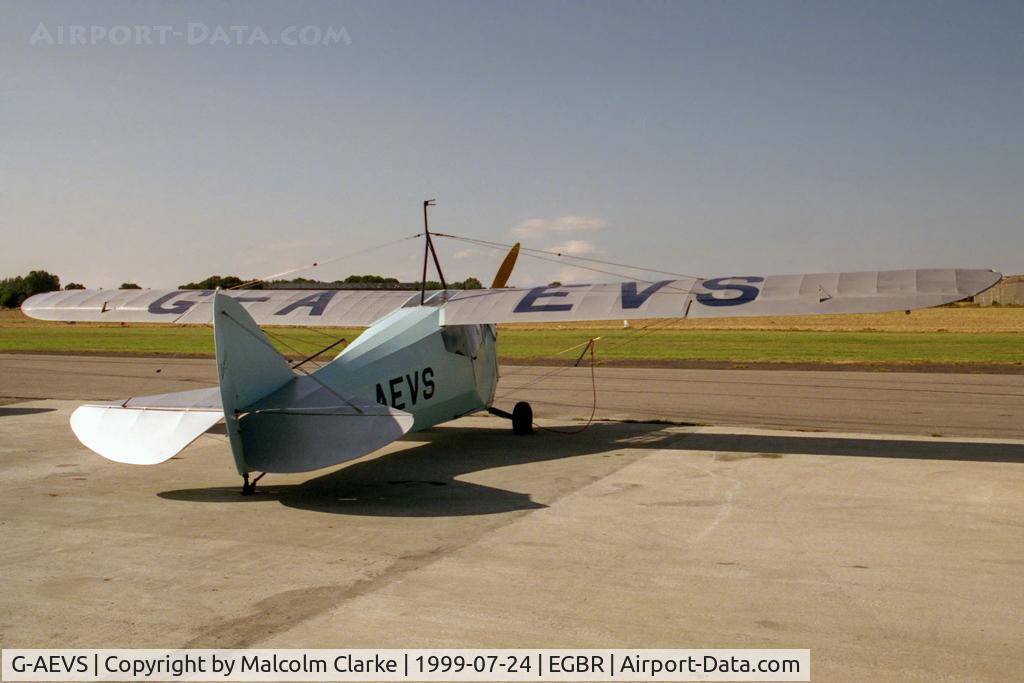 G-AEVS, 1937 Aeronca 100 C/N AB114, Aeronca 100 at Breighton Airfield in 1999.