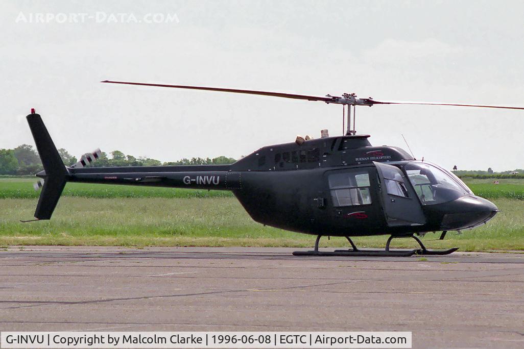 G-INVU, 1976 Agusta AB-206B JetRanger II C/N 8530, Agusta Bell 206B at Cranfield in 1996.