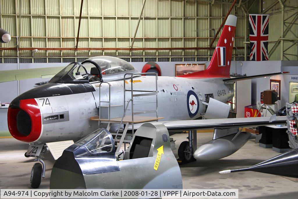 A94-974, 1957 Commonwealth CA-27 Sabre Mk.32 C/N CA27-74, Commonwealth CA-27 Sabre Mk32 at Classic Jets, Parafield, South Australia in 2008