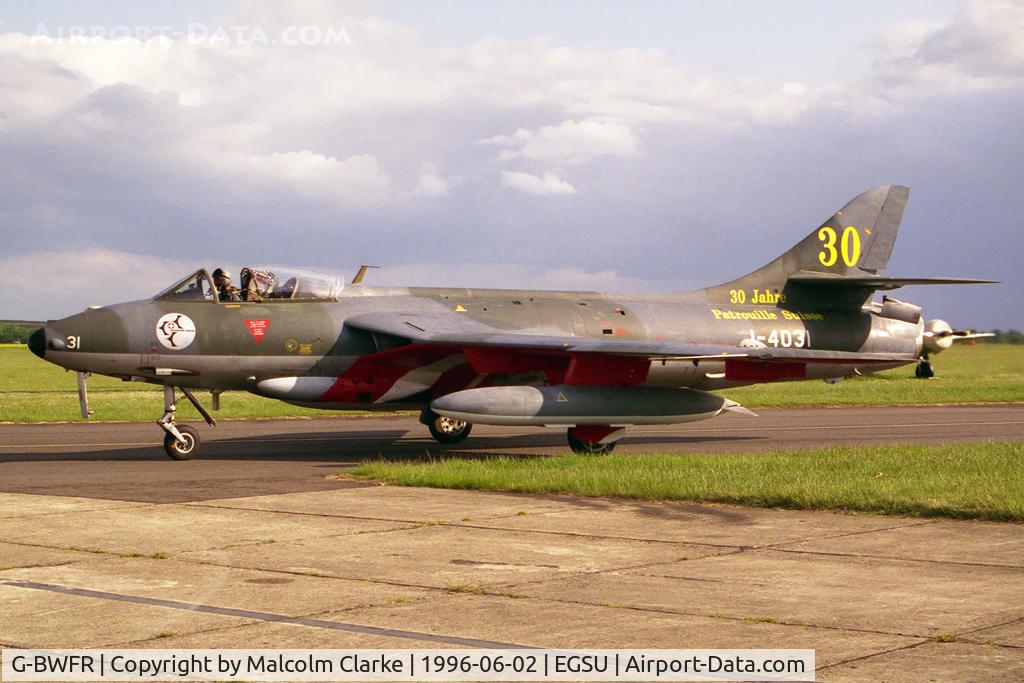 G-BWFR, Hawker Hunter F.58 C/N 41H-697398, Hawker Hunter F58 at Duxford Airfield in 1996.