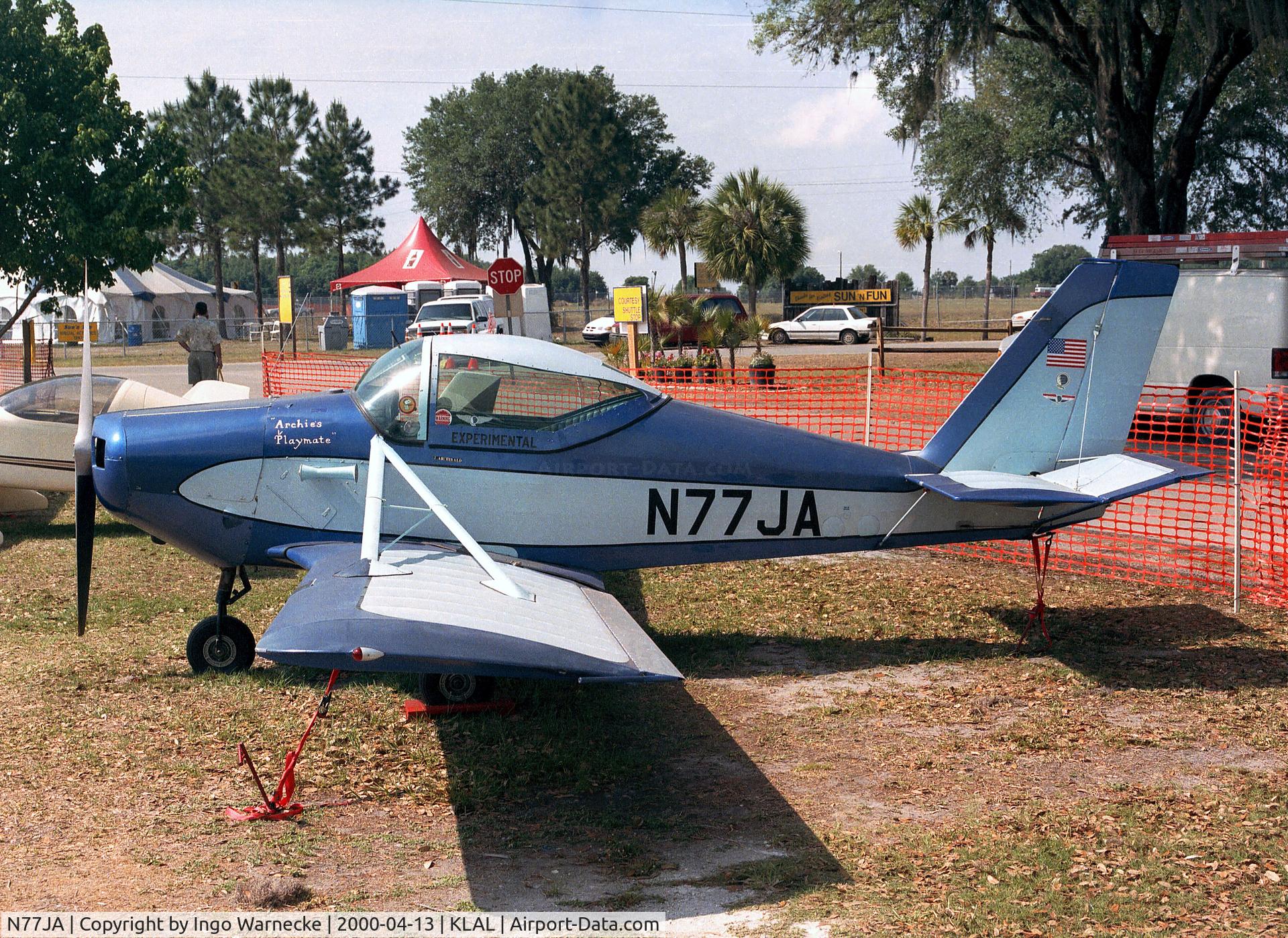 N77JA, 1974 Stits SA-11A Playmate C/N 126, Stits (Archibald) SA-11-A Playmate outside the ISAM (International Sport Aviation Museum) during Sun 'n Fun 2000, Lakeland FL