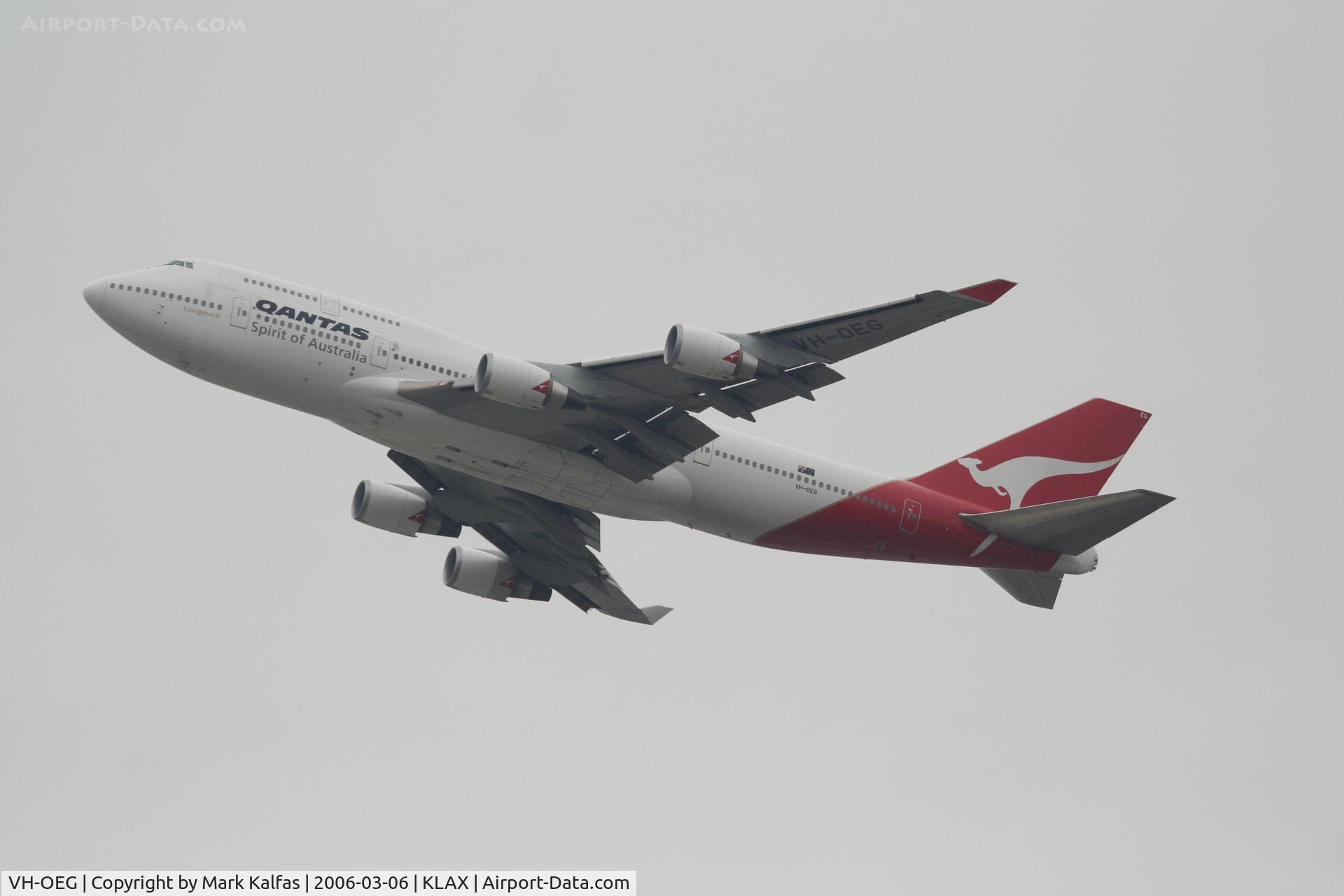 VH-OEG, 2002 Boeing 747-438/ER C/N 32911, Qantas Boeing 747-438, 25R departure KLAX.